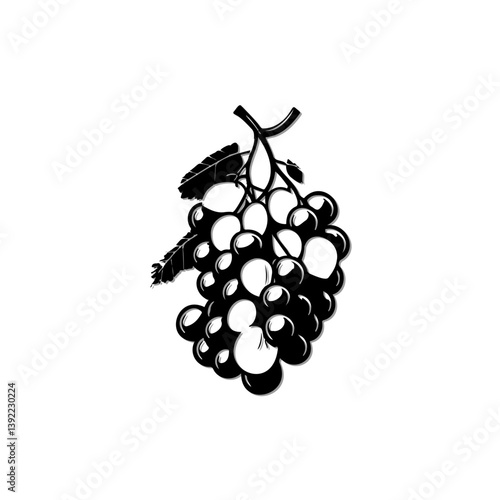 Monochrome grape cluster illustration creating a minimalist and striking design