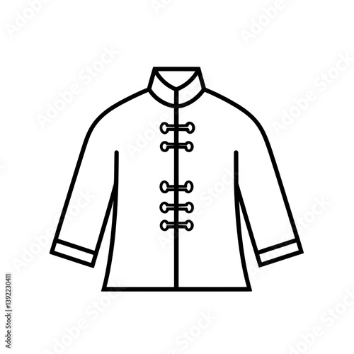 Traditional Chinese jacket icon in outline design with knotted buttons, representing cultural clothing
