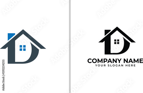 letter d house logo, d home logo with vector file