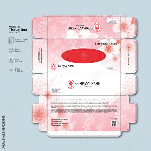 Tissue Box pink flower vector illustration modern design_01
