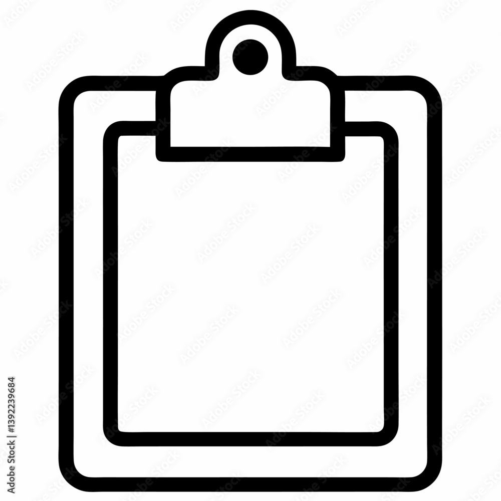 A minimal outline of a clipboard on a white background, representing tasks, organization, note-taking, and documentation. Suitable for productivity, office, or project management themes. A minimal outline of a clipboard on a white background, representing tasks, organization, note-taking, and documentation. Suitable for productivity, office, or project management themes.
