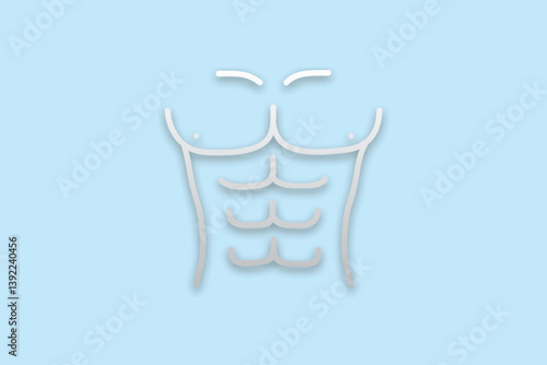 Stylized abdominal muscles icon in metallic blue tone.
