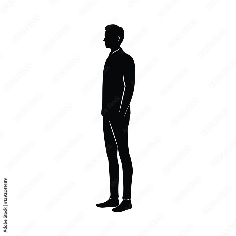Fototapeta premium Man Standing Vector Silhouette Design. 