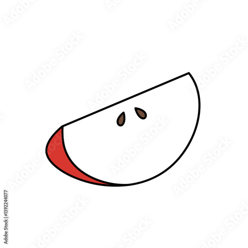 Minimalistic line art illustration of a piece of apple with clean geometric shapes and smooth lines