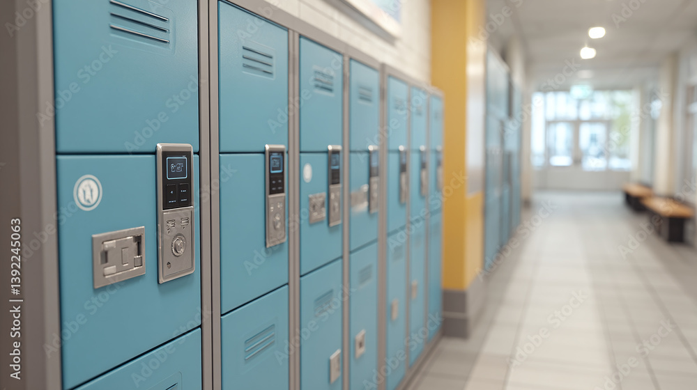 Modern School Lockers in a Bright Corridor Modern School Lockers in a Bright Corridor