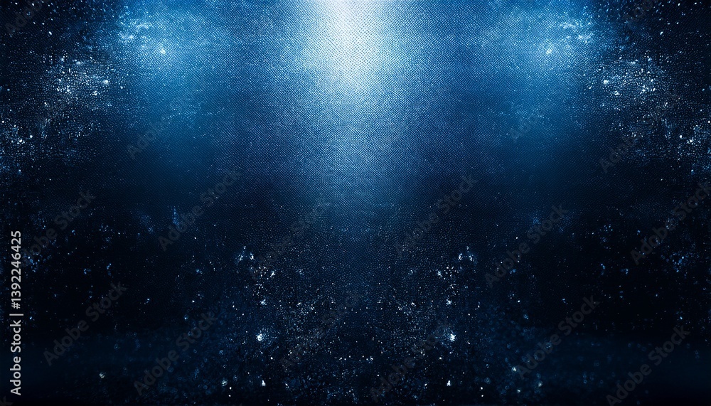 Obraz premium Black dark blue abstract grunge industrial texture background with space for design. Reflection of light on an old rough metal plate surface. white particles. Glowing. Explosion