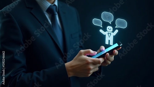 business man drawing social network concept