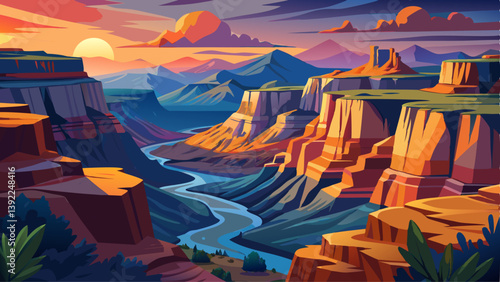 Majestic Vista of the Grand Canyon at Dusk