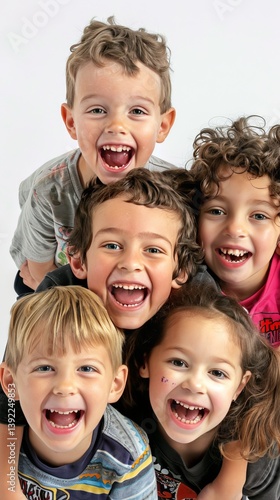 Happy Diverse Group of Children Smiling and Laughing Together