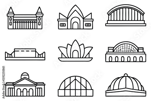 Opera House Line Art Elegant Design for Artistic Illustration Display  