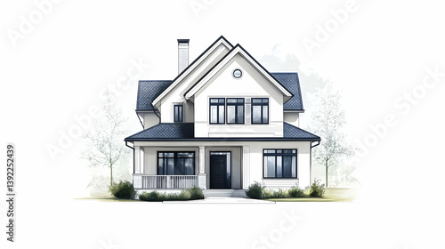 Wallpaper Mural drawing house illustration Torontodigital.ca