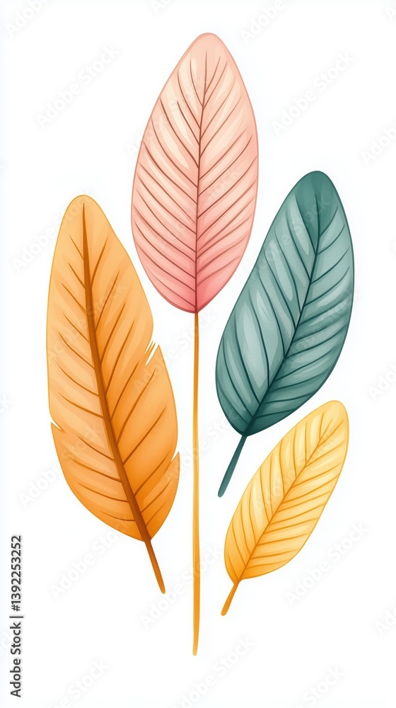 Fototapeta premium whimsical watercolor illustrations featuring botanical floral numbers, mystical celestial landscapes, and romantic pastel elements. isolated on white, making them perfect for