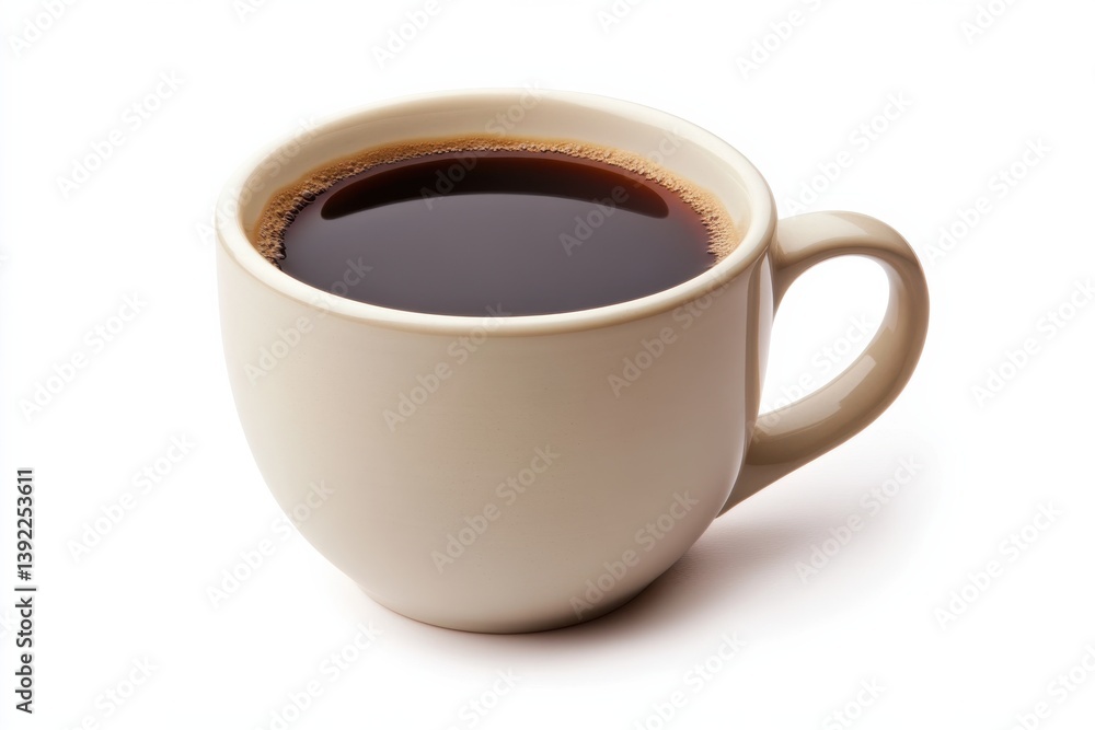 Aromatic black coffee in a beige mug perfect morning brew rich dark roasted beans creamy texture isolated on transparent background Aromatic black coffee in a beige mug perfect morning brew rich dark roasted beans creamy texture isolated on transparent background