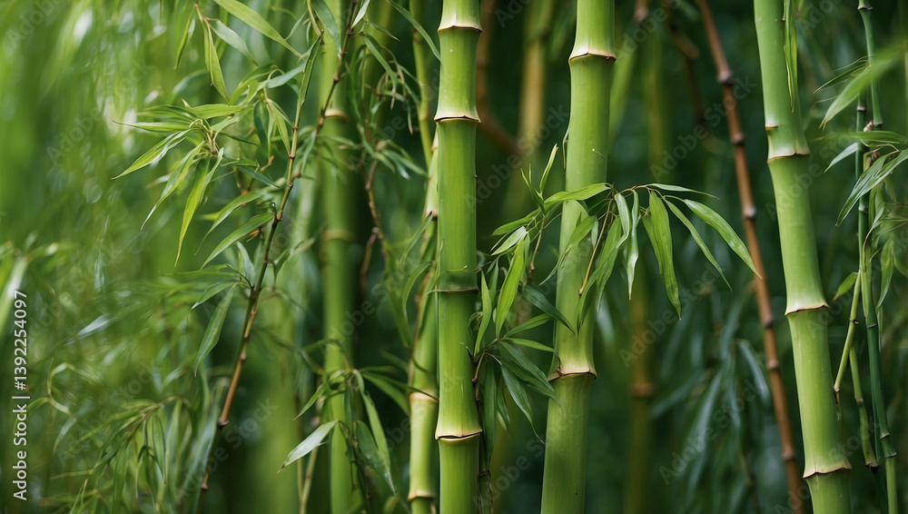 Sturdy Green Bamboo Stalks and Leaves Representing Strength and Flexibility Sturdy Green Bamboo Stalks and Leaves Representing Strength and Flexibility