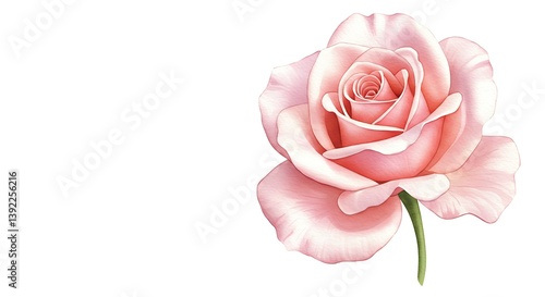 Blushing Rose: A Digital Watercolor Study AI Generated