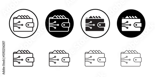 Cryptocurrency wallet icon Black and white logo