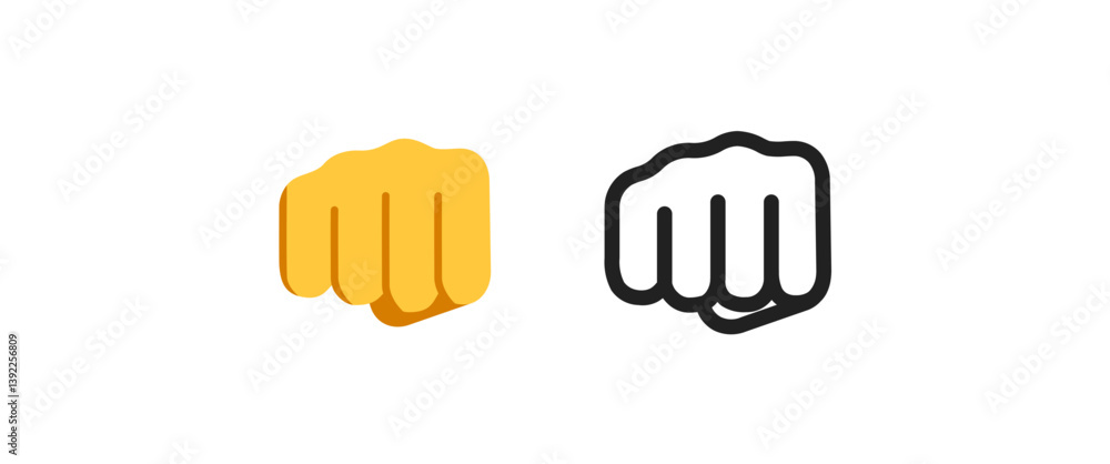 Fototapeta premium Fist Bump Emoji Icon - Color and Outline Style 