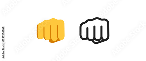 Fist Bump Emoji Icon - Color and Outline Style
