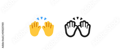 High Five Emoji Icon - Celebrating Hands in Color and Outline
