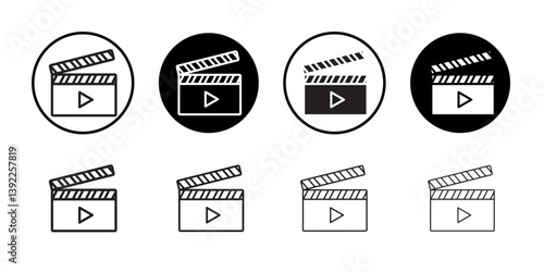 Film clapperboard icon Black and white logo