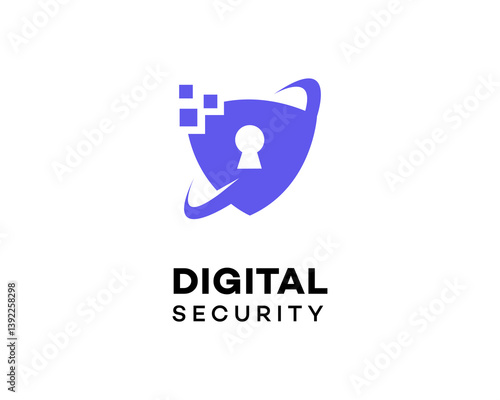 Digital Security Shield Data Protection, Keyhole, Global Network
