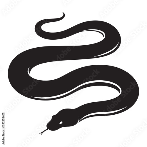 Sinister Boa Constrictor silhouette, coiled and ready to strike – Boa Constrictor illustration – Minimalist Boa Constrictor vector – Snake silhouette


