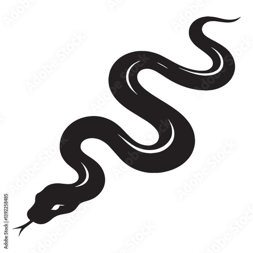 Venomless Boa Constrictor silhouette, relying on strength and constriction – Boa Constrictor illustration – Minimalist Boa Constrictor vector – Snake silhouette

