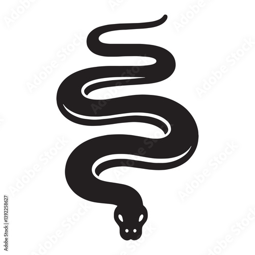 Mighty Boa Constrictor silhouette, a formidable predator in the wild – Boa Constrictor illustration – Minimalist Boa Constrictor vector – Snake silhouette


