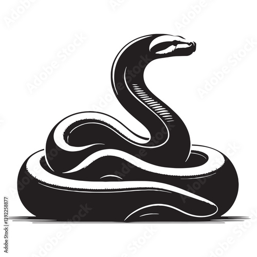 Graceful Boa Constrictor silhouette, moving through the wild with fluid motion – Boa Constrictor illustration – Minimalist Boa Constrictor vector – Snake silhouette

