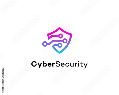 Cybersecurity Shield Digital Data Protection Logo Design