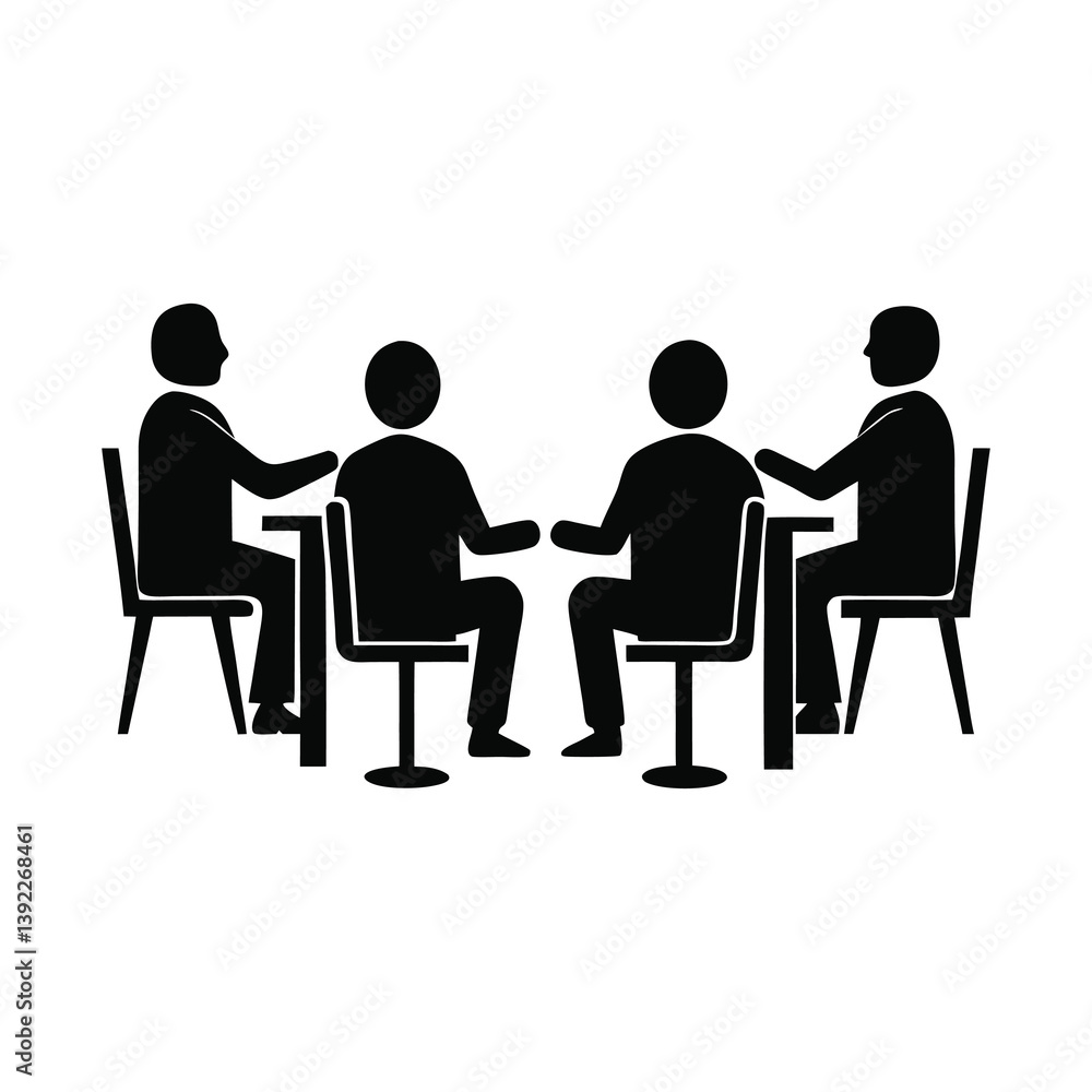set of business people meeting icons of silhouette vector isolated on white background set of business people meeting icons of silhouette vector isolated on white background