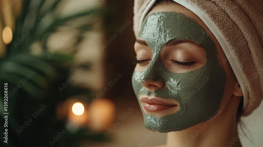 Beautiful young woman with a cosmetic mask on her face. Copy space. Beautiful young woman with a cosmetic mask on her face. Copy space.