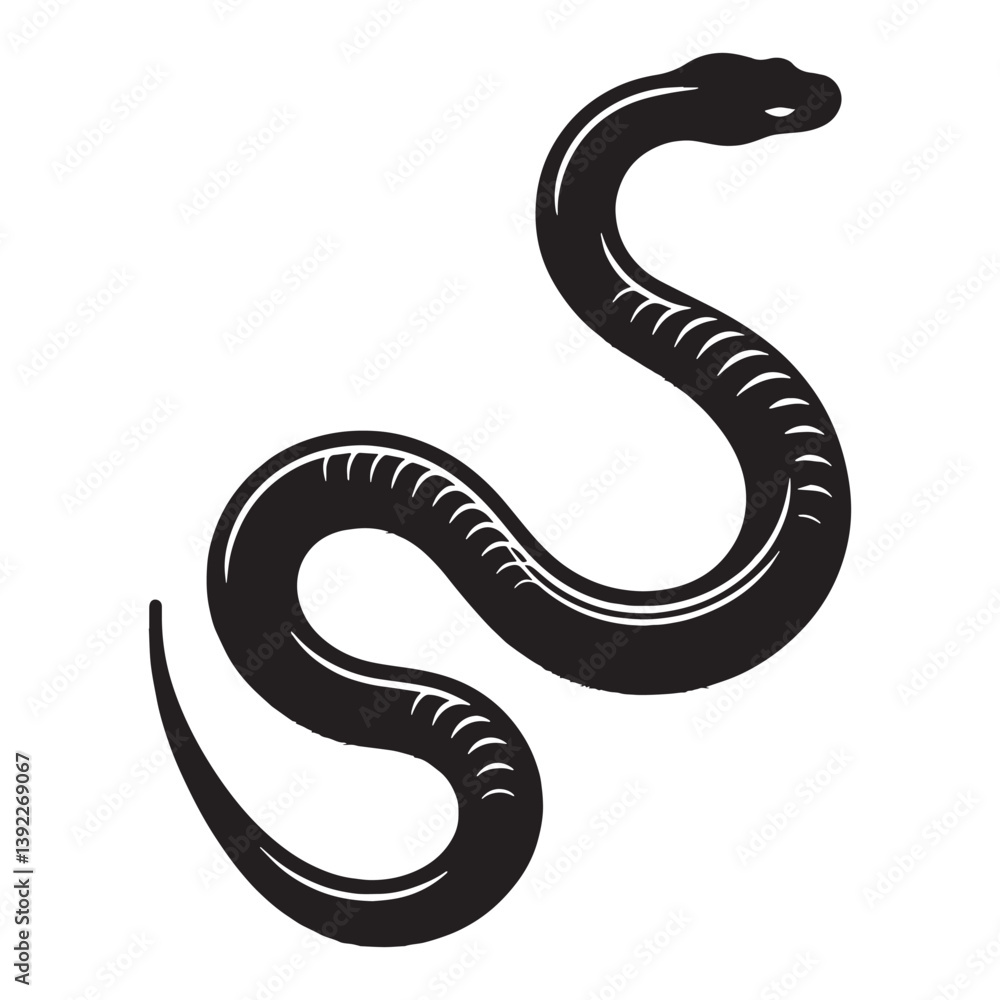 Fototapeta premium Vicious Viper silhouette, a true menace in the wild – Viper illustration – Minimalist Viper vector – Snake silhouette