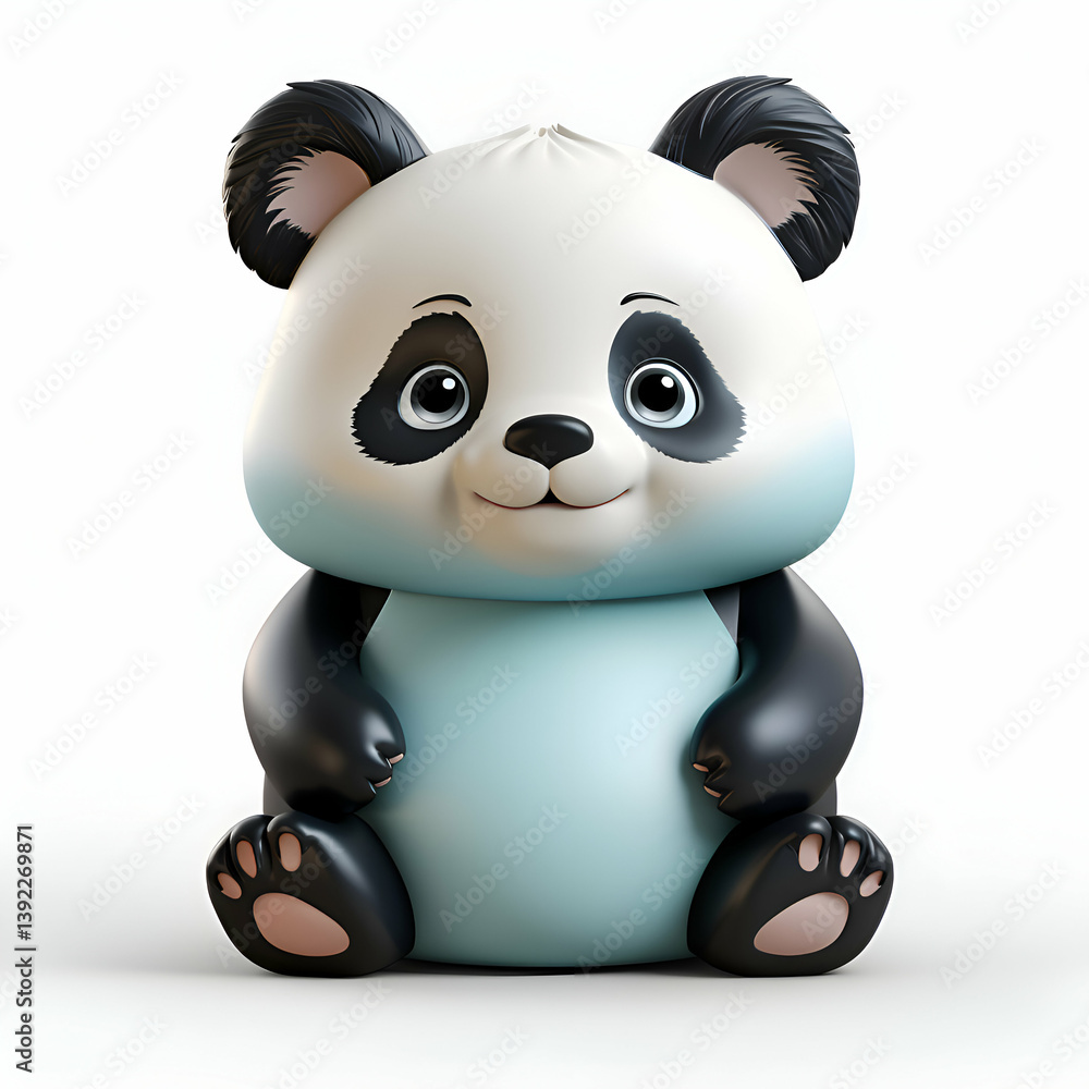 Naklejka premium Adorable 3D Render of a Cute Panda Cub