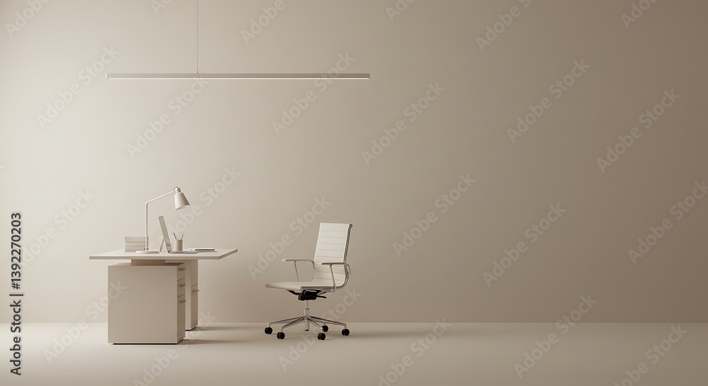 Fototapeta premium Minimalist Office: A 3D Render AI Generated