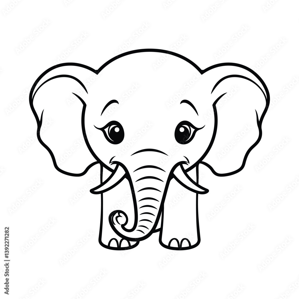 Fototapeta premium Cute Cartoon Elephant Drawing