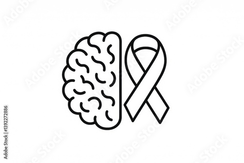 Obraz na płótnie Brain health awareness symbol with mental health ribbon for mindful support concepts w salonie