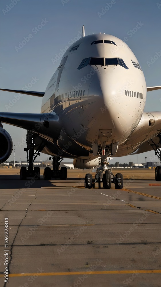A large white airplane is parked on the tarmac A large white airplane is parked on the tarmac