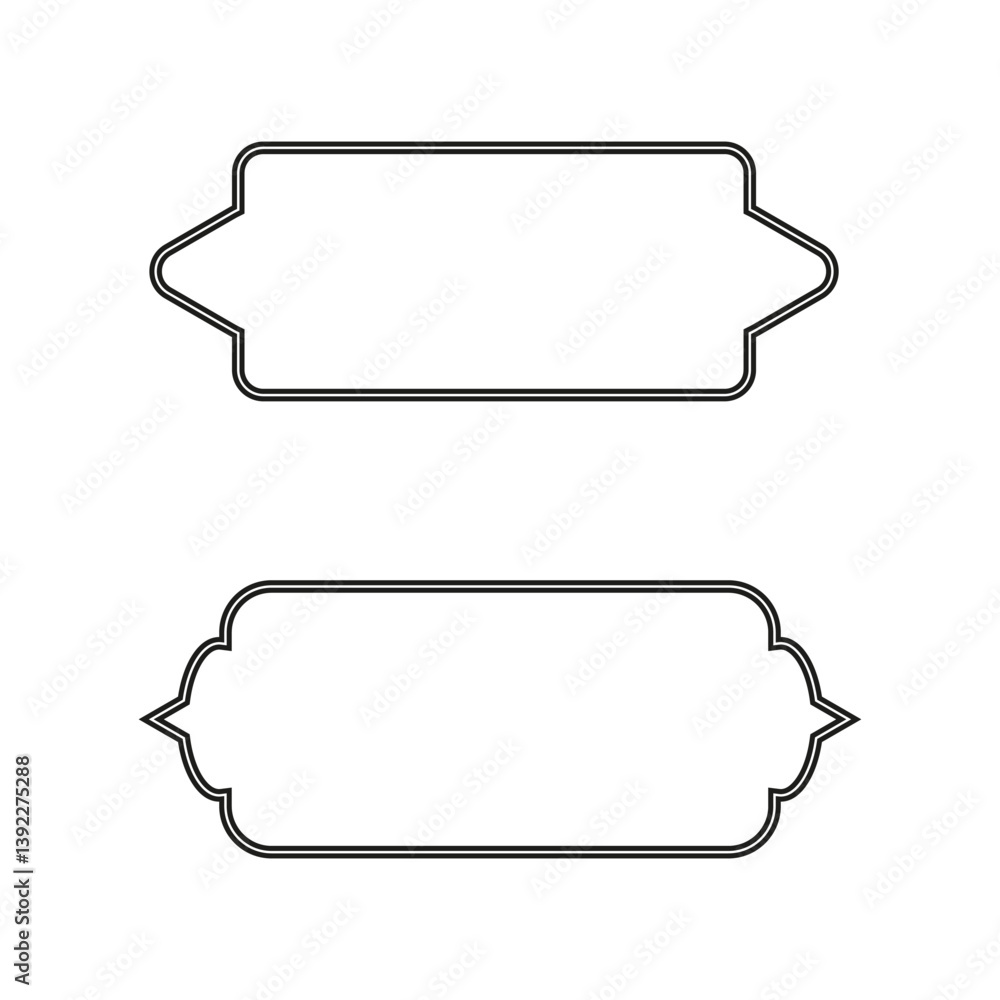 Vintage frame icon. Classic label design. Black outline shape. Elegant retro border.