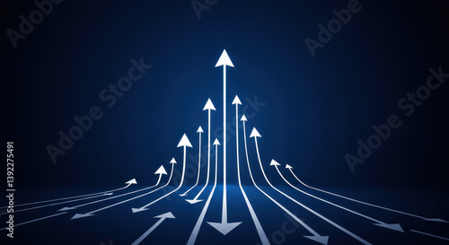 Growth Arrows: Upward Success, Direction, and Positive Trends - Business, Finance, and Marketing Visuals for Progress & Advancement!