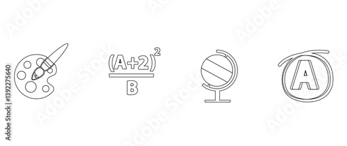 school subjects icon set