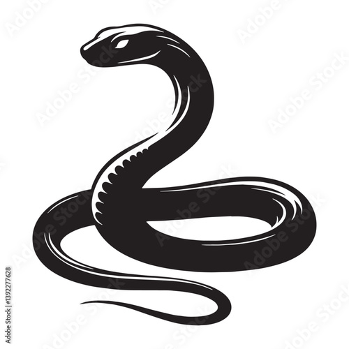 Swift Black Mamba silhouette, a master of speed and stealth – Black Mamba illustration – Minimalist Black Mamba vector – Snake silhouette

