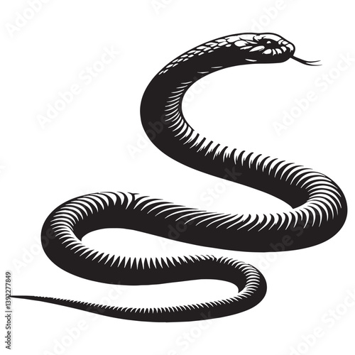 Sleek Black Mamba silhouette, moving with lethal precision – Black Mamba illustration – Minimalist Black Mamba vector – Snake silhouette

