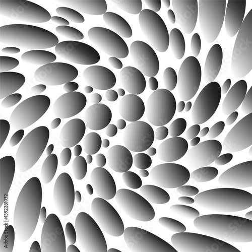Obraz na płótnie Gradient ellipse pattern. Soft gray form. Abstract floating shapes. Vector contour effect. w salonie