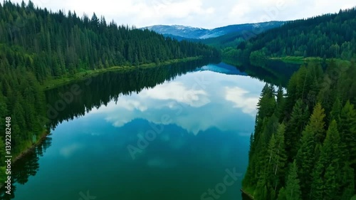 Serene Mountain Lake Reflection In Lush Green Forest