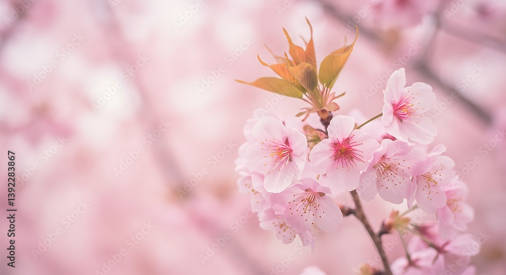 Fototapeta premium Cherry Blossom Whisper: Spring's Gentle Embrace AI Generated