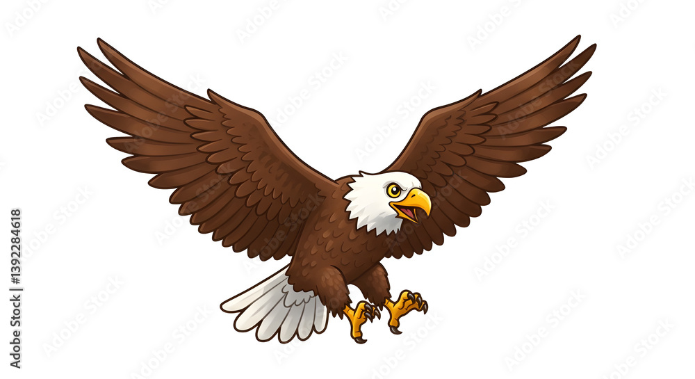 Obraz premium Cute eagle cartoon on white background
