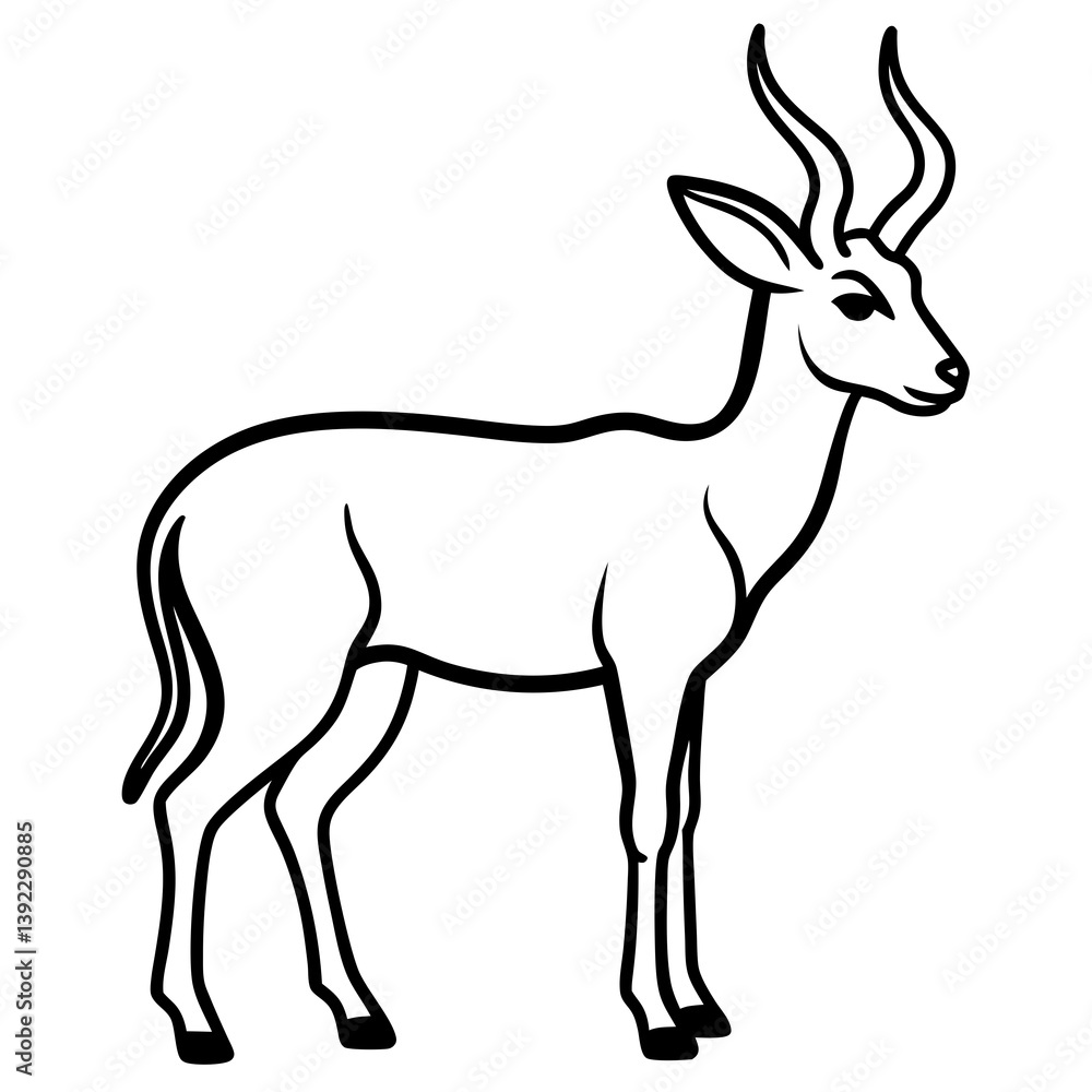 Antelope Silhouette in Line Art Style Antelope Silhouette in Line Art Style