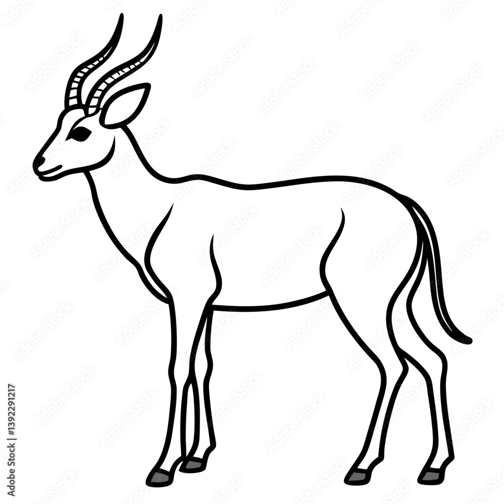 Antelope Silhouette in Line Art Style Antelope Silhouette in Line Art Style