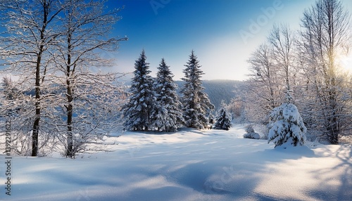 Wallpaper Mural winter landscape with snow and trees Torontodigital.ca